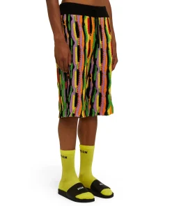 Bermuda In Maglia Di Cotone Con Rouches Multicolor^MSGM Flash Sale
