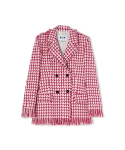 Blazer Doppiopetto Con Collo A Rever In Pied De Poule^MSGM Sale