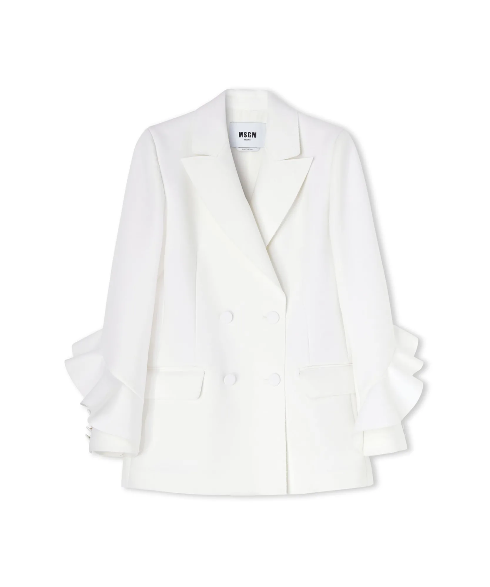 Blazer Doppiopetto In Double Crepe Cady Con Rouches Applicate^MSGM Best Sale