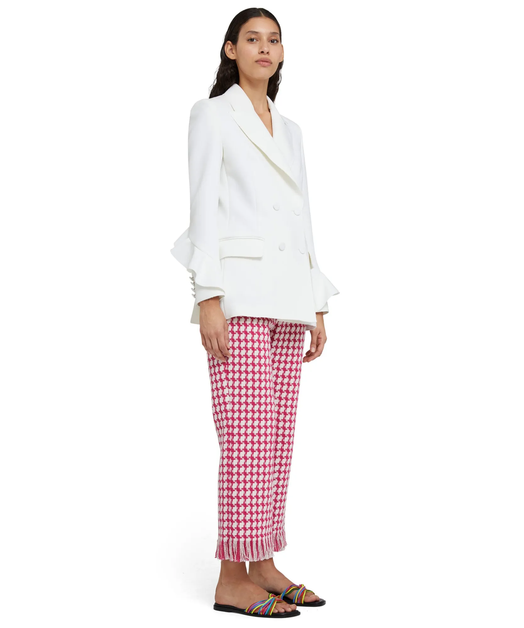 Blazer Doppiopetto In Double Crepe Cady Con Rouches Applicate^MSGM Best Sale