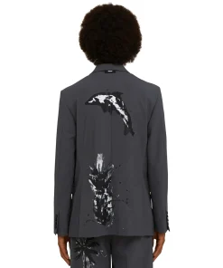 Blazer Doppiopetto In Fresco Lana Con Stampa Artigianale "Pinapple"^MSGM Store