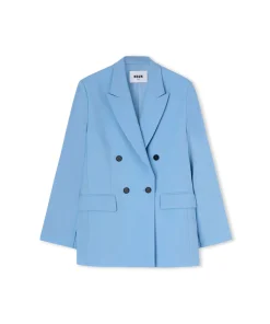 Blazer Doppiopetto In Fresco Lana Con Maniche Apribili^MSGM Cheap