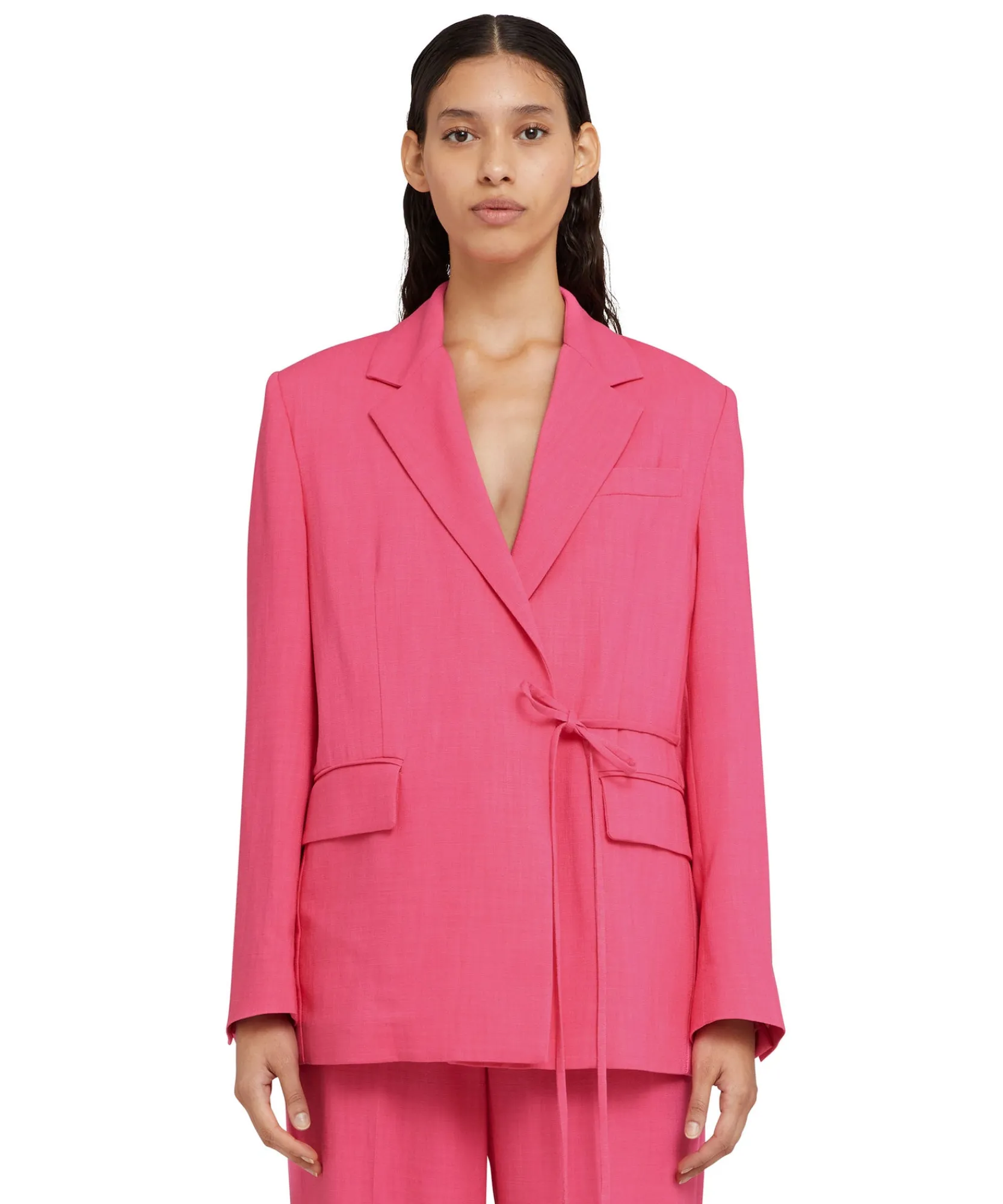 Blazer In Viscosa Grezza Con Design A Portafoglio^MSGM Discount
