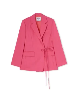 Blazer In Viscosa Grezza Con Design A Portafoglio^MSGM Discount