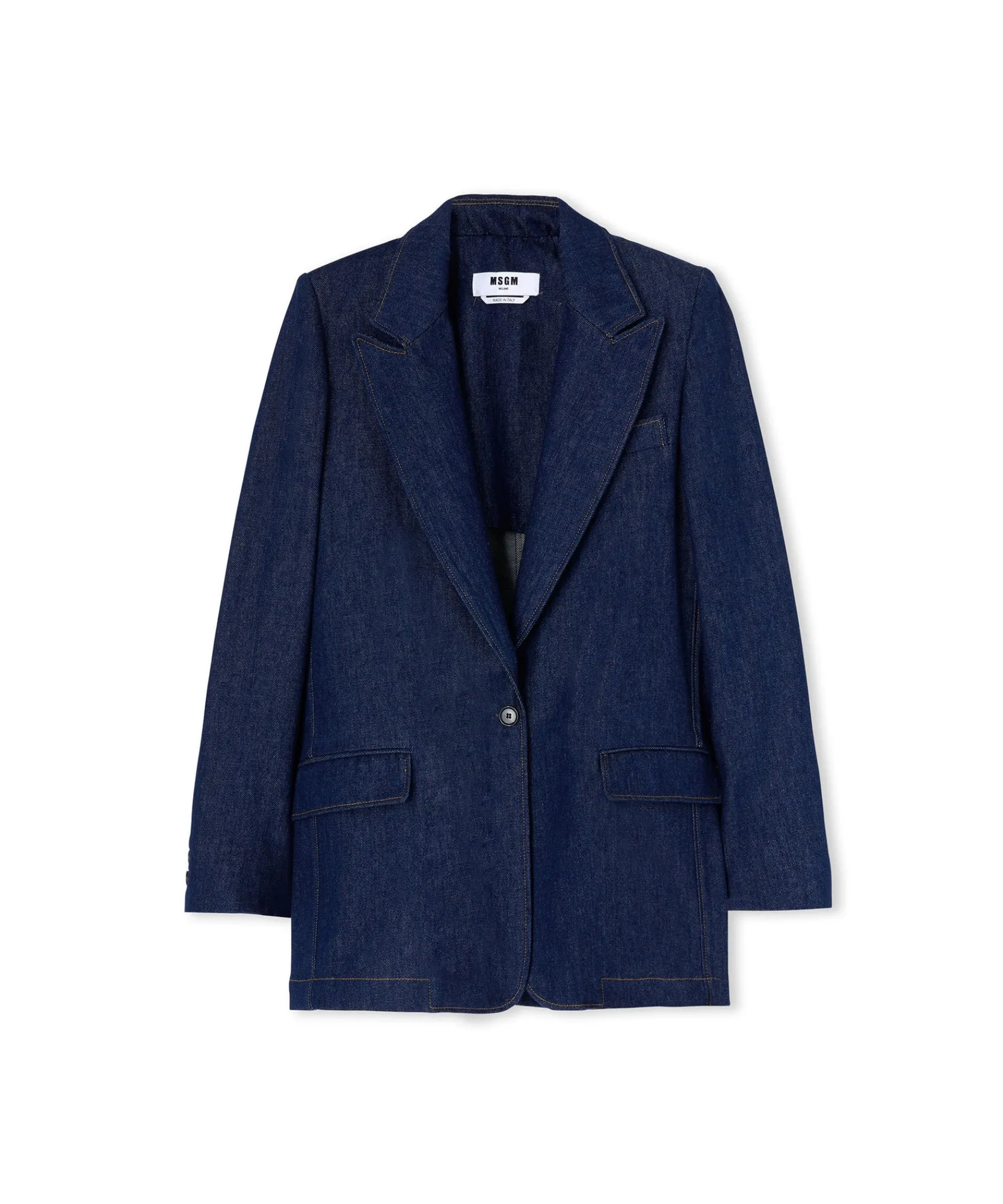Blazer Monopetto In Denim Con Cuciture A Contrasto^MSGM Best