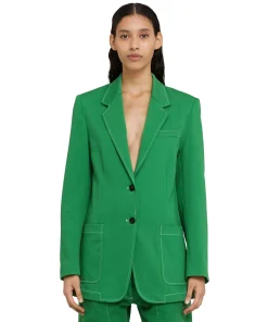Blazer Monopetto In Denim Con Cuciture A Contrasto^MSGM Discount