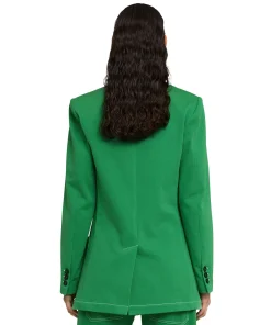 Blazer Monopetto In Denim Con Cuciture A Contrasto^MSGM Discount