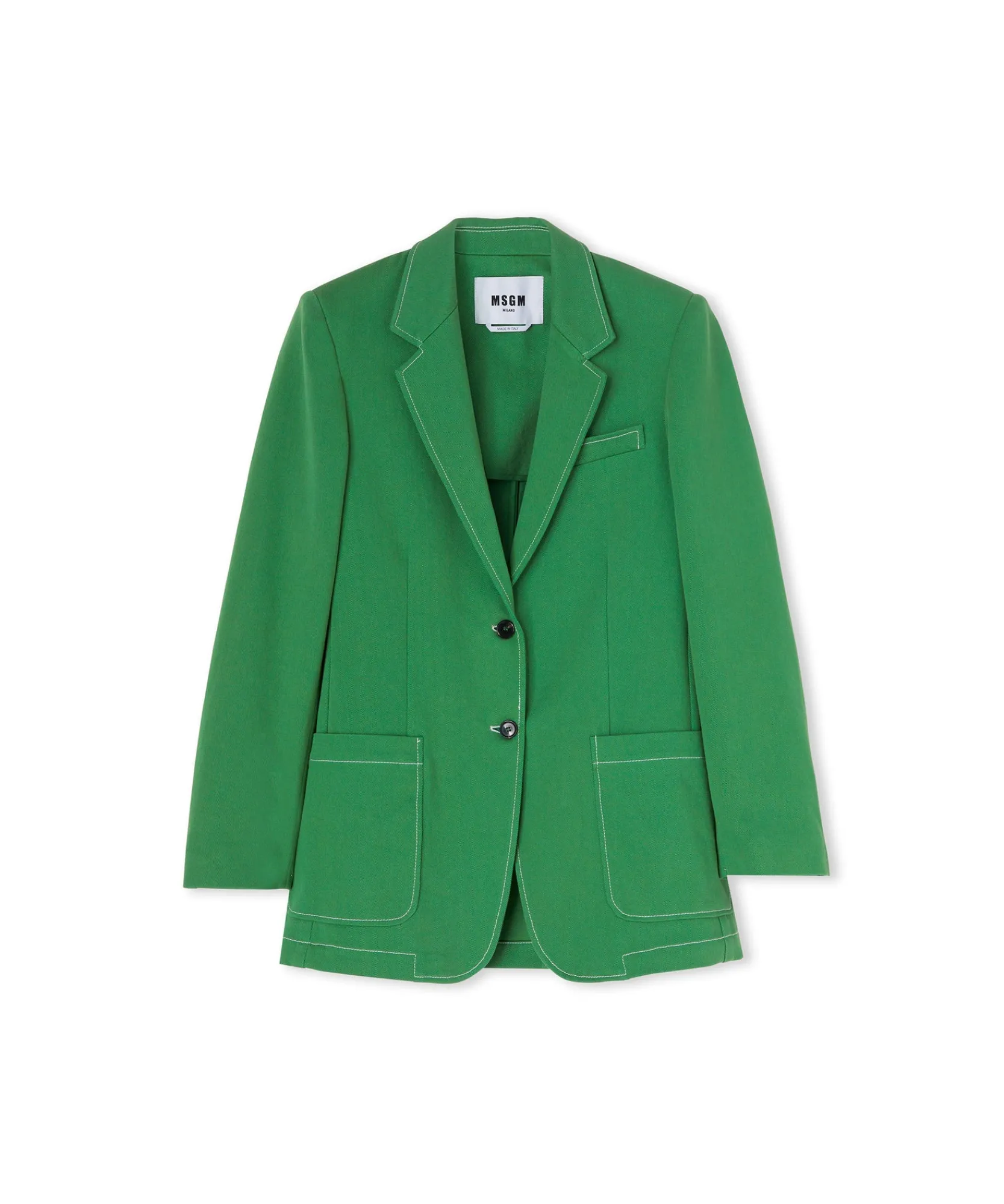 Blazer Monopetto In Denim Con Cuciture A Contrasto^MSGM Discount