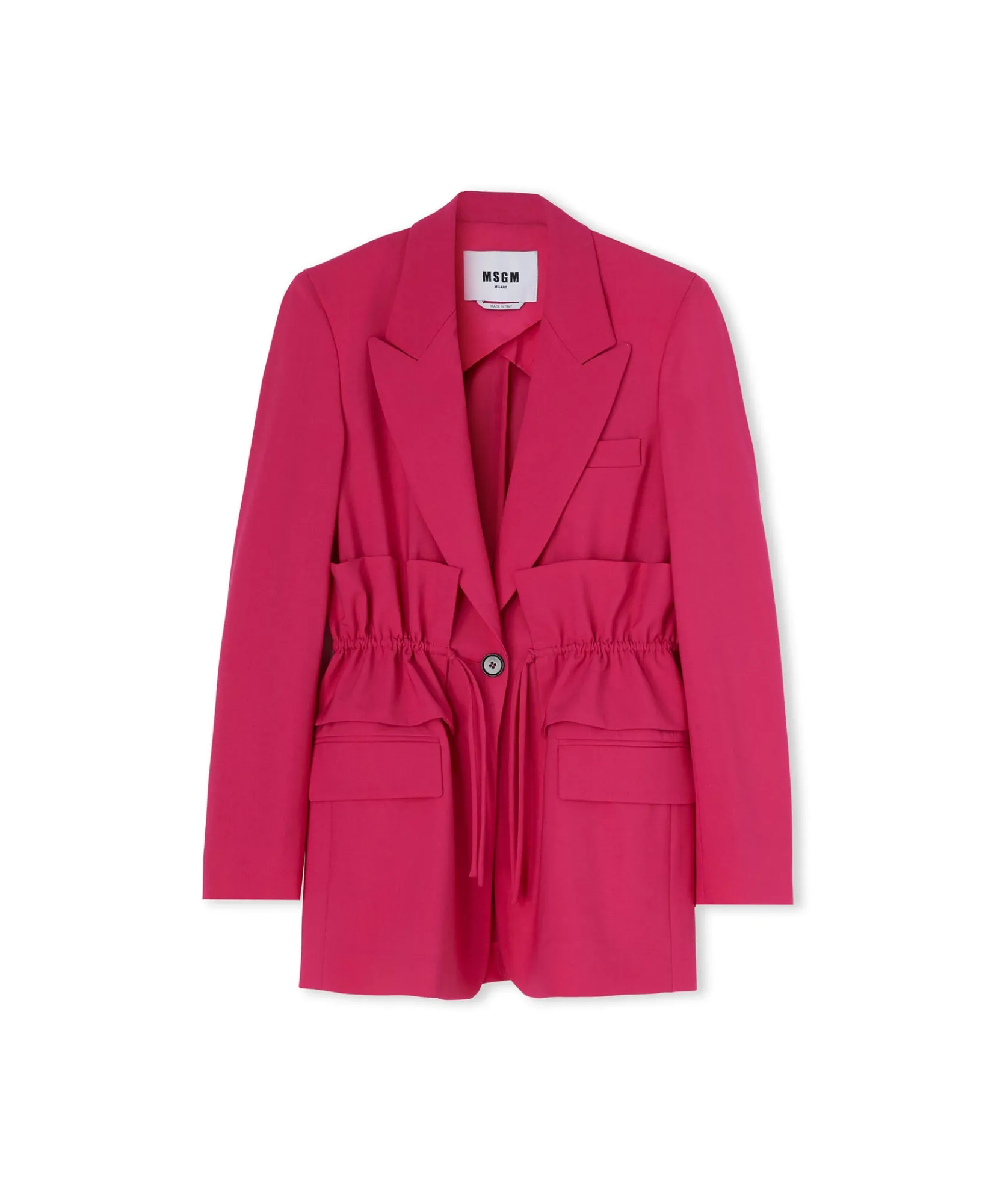 Blazer Monopetto In Fresco Lana Con Collo A Rever E Rouches In Vita^MSGM Cheap