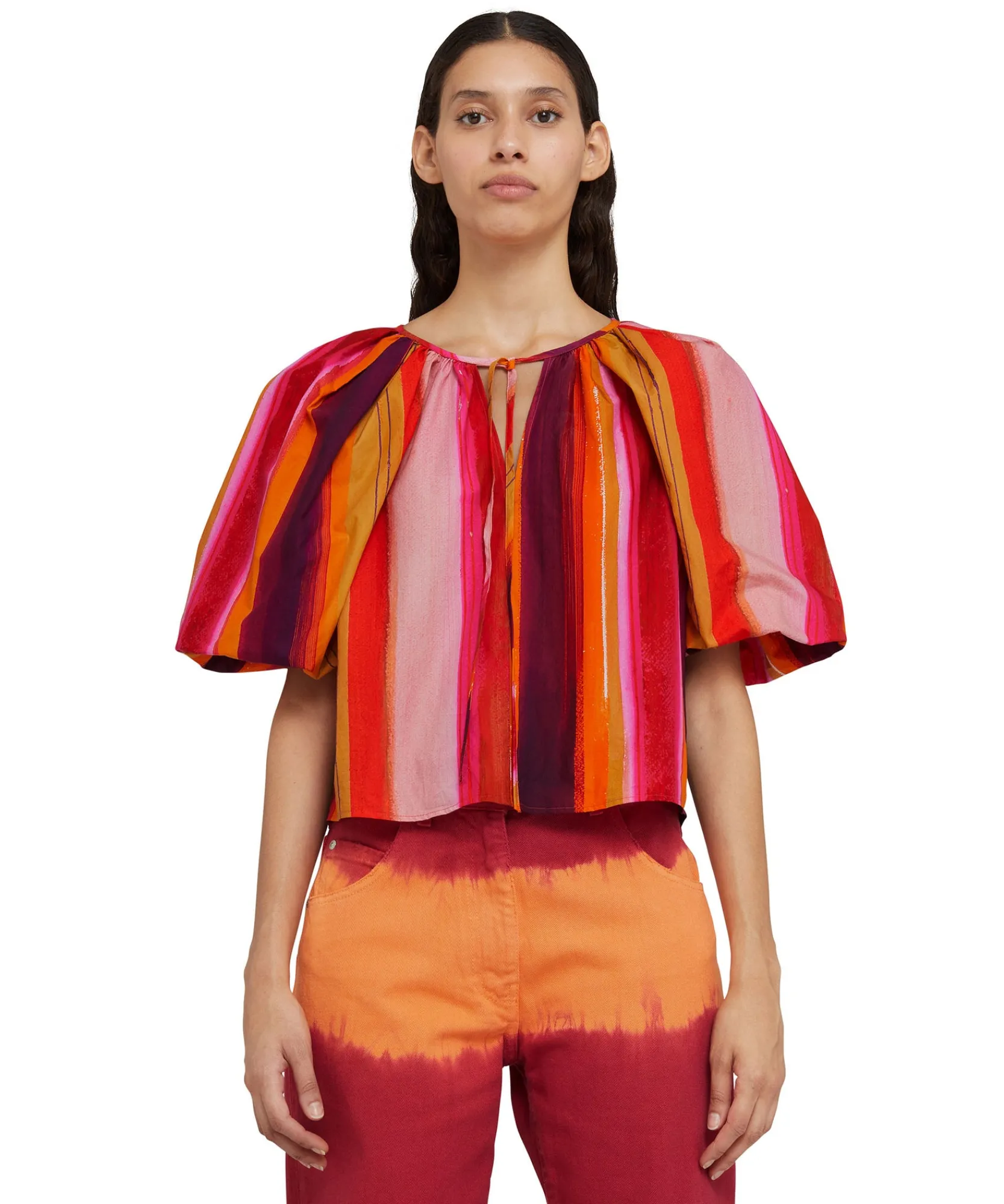 Blusa In Cotone Con Fantasia "Brushed Stripes"^MSGM Best Sale