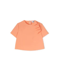 Blusa In Double Crepe Cady Con Rouches Applicate^MSGM Best Sale