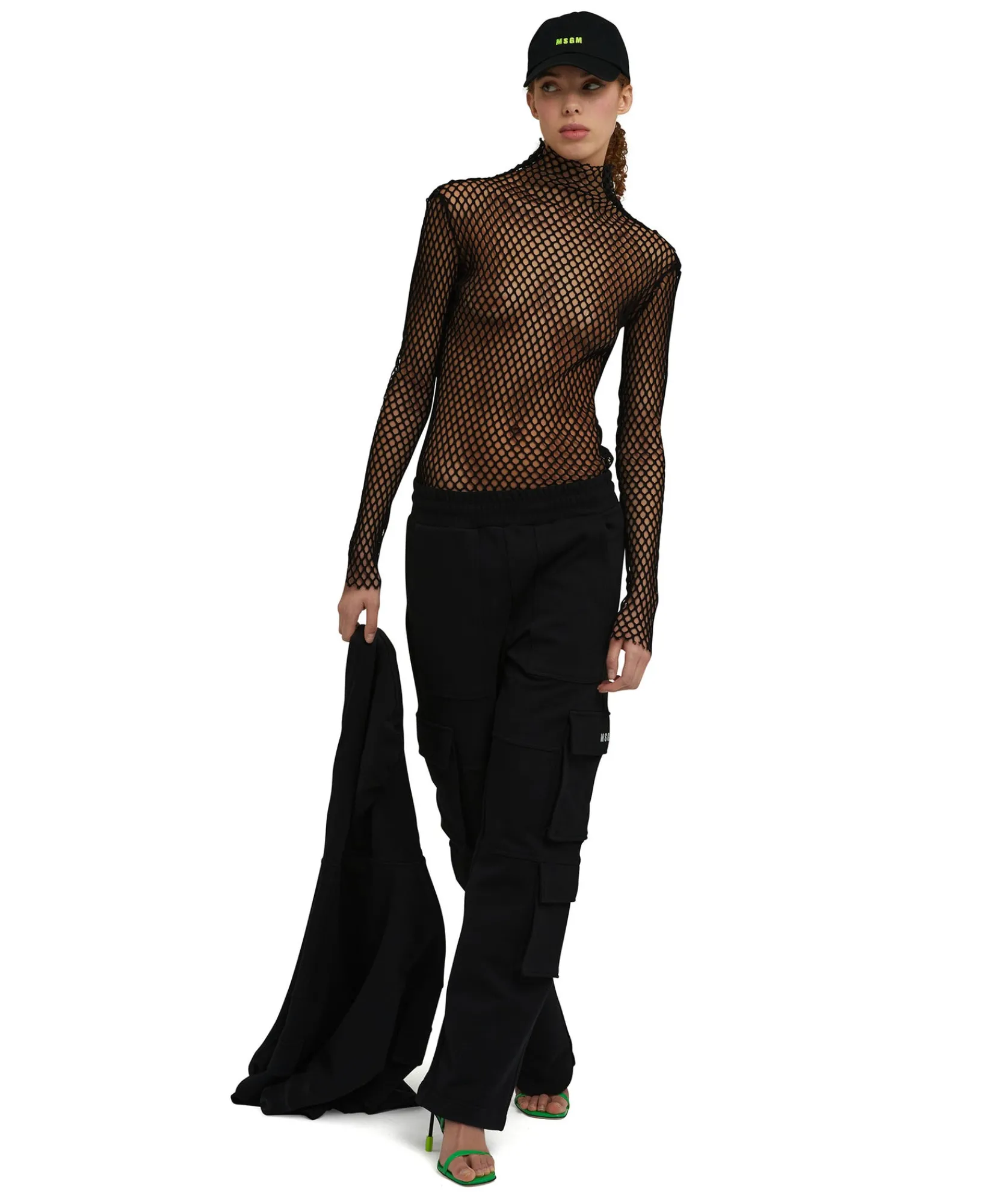 Blusa Turtle Neck A Rete In Cotone Tinta Unita^MSGM Cheap