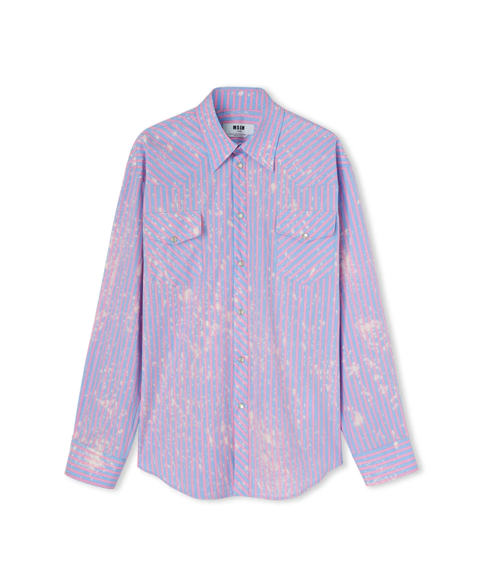 Camicia A Righe In Cotone Organico Popeline Con Lavaggio Bleached^MSGM Sale