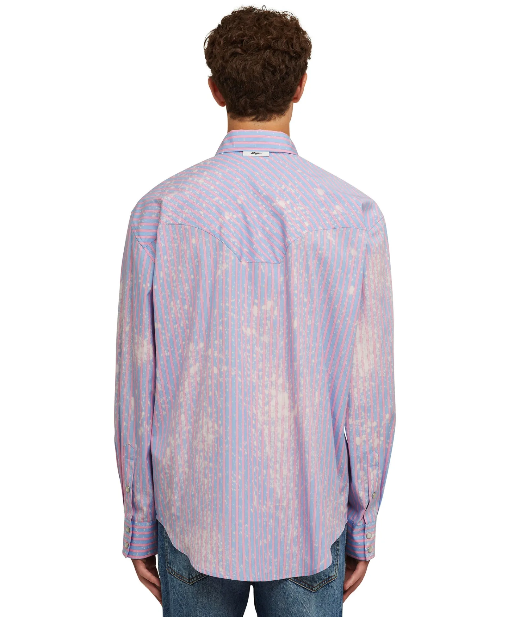 Camicia A Righe In Cotone Organico Popeline Con Lavaggio Bleached^MSGM Sale
