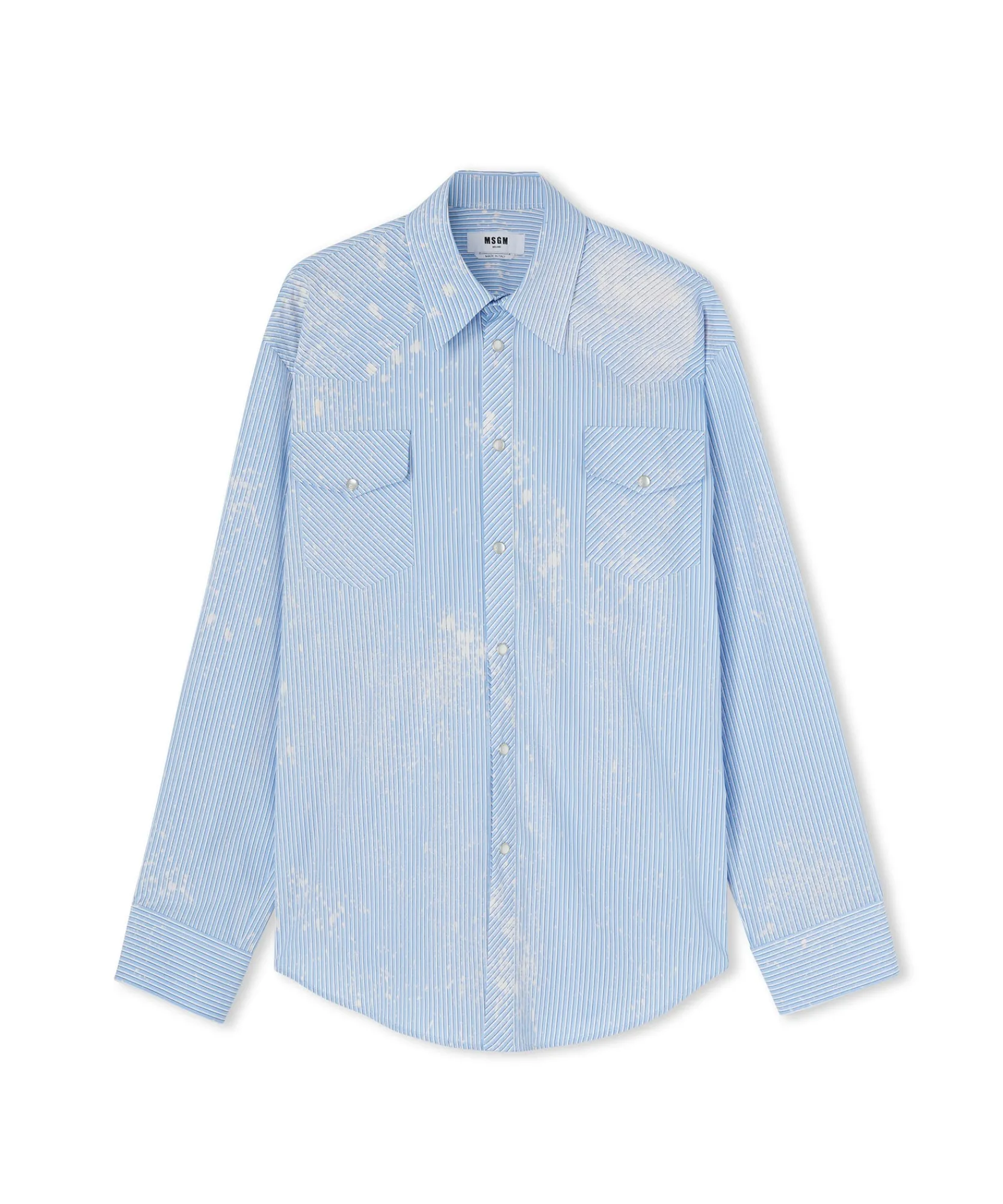 Camicia A Righe In Cotone Organico Popeline Con Lavaggio Bleached^MSGM Cheap