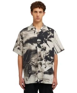 Camicia In Cotone Popeline Con Stampa