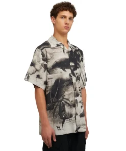 Camicia In Cotone Popeline Con Stampa