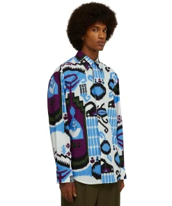 Camicia In Cotone Popeline Con Stampa