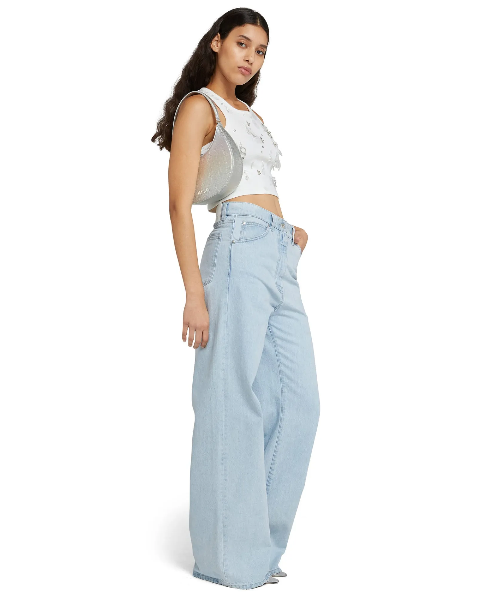 Canotta Crop In Cotone Con Dettagli Gioiello Applicati^MSGM Flash Sale