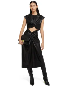 Crop Top In Eco-Pelle Con Dettaglio Incrocio^MSGM Online