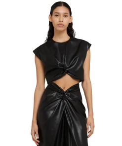 Crop Top In Eco-Pelle Con Dettaglio Incrocio^MSGM Online