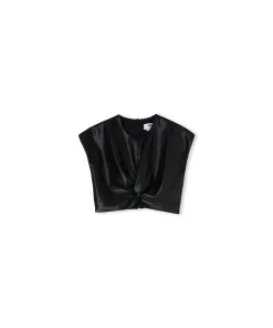 Crop Top In Eco-Pelle Con Dettaglio Incrocio^MSGM Online