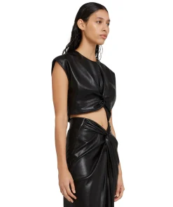 Crop Top In Eco-Pelle Con Dettaglio Incrocio^MSGM Online