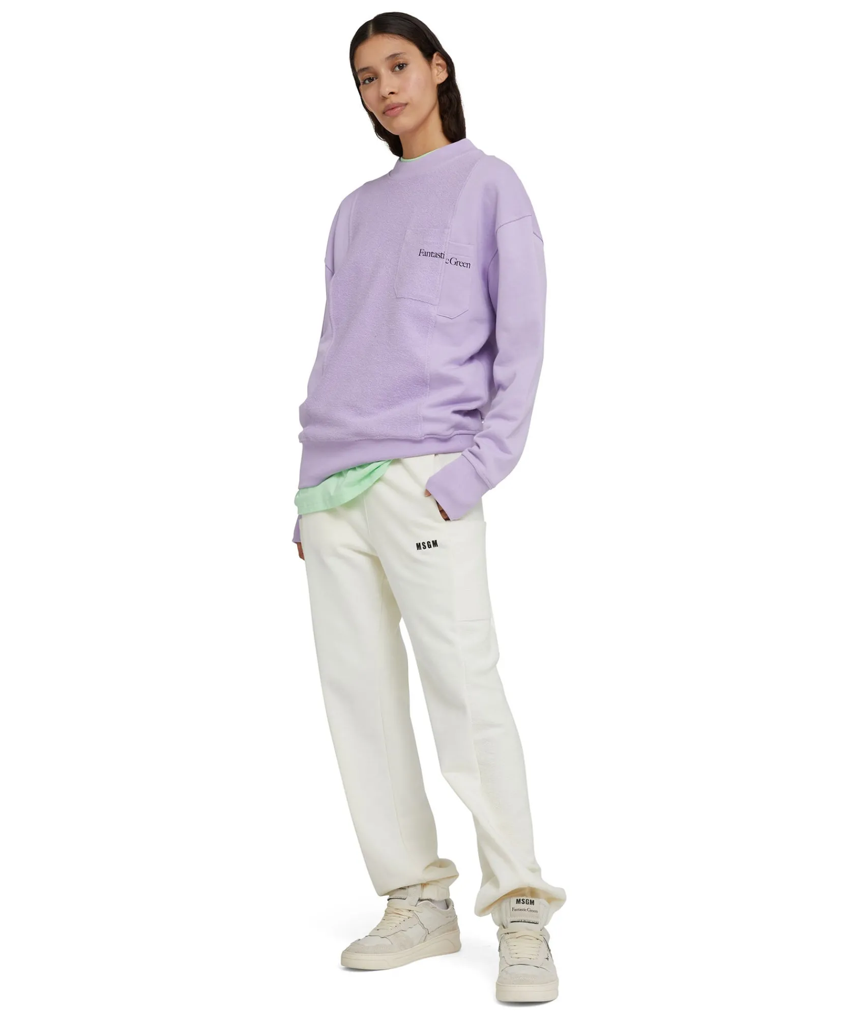 Felpa Girocollo In Cotone Organico Della Capsule Fantastic Green^MSGM Cheap