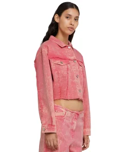 Giacca Crop In Denim Con Lavorazione