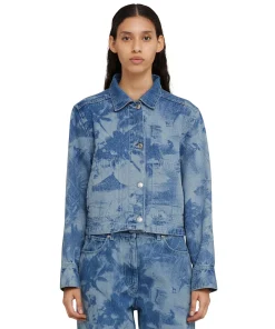 Giacca Crop In Denim Con Lavorazione