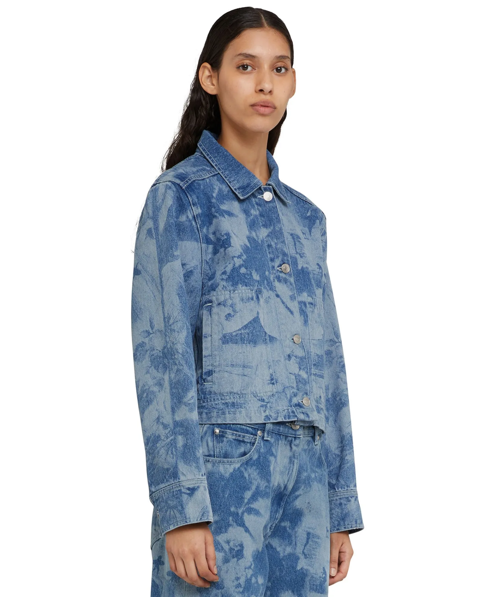 Giacca Crop In Denim Con Lavorazione "Surfer" A Laser^MSGM Clearance