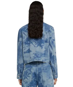 Giacca Crop In Denim Con Lavorazione "Surfer" A Laser^MSGM Shop