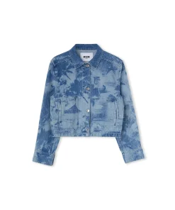 Giacca Crop In Denim Con Lavorazione "Surfer" A Laser^MSGM Shop