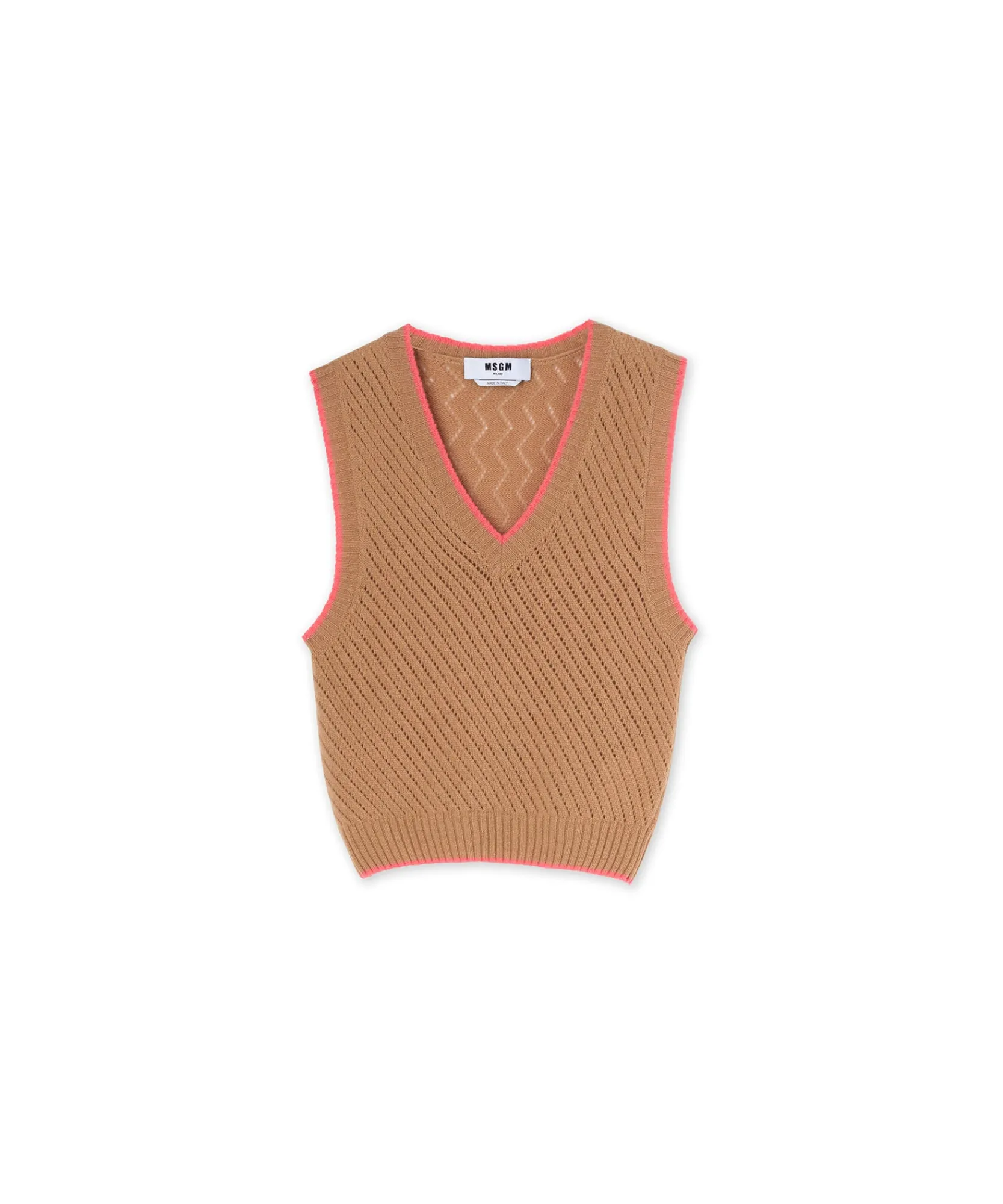 Gilet In Lana E Cashmere Con Motivo Pointelle^MSGM Cheap
