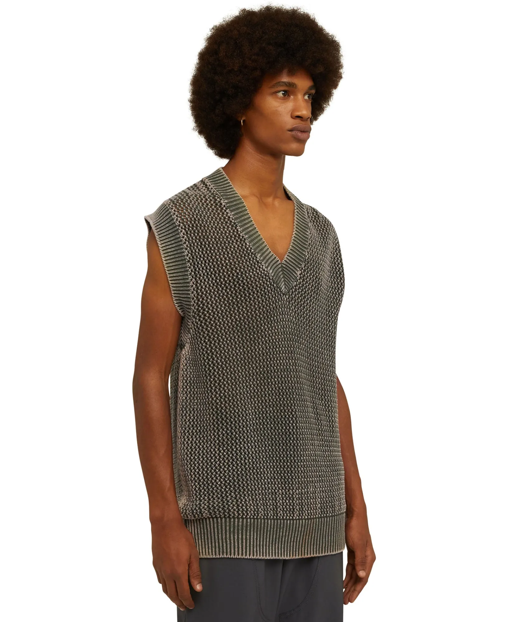 Giletin In Maglia Di Cotone Overdyed Con Lavorazione A Rete^MSGM Discount