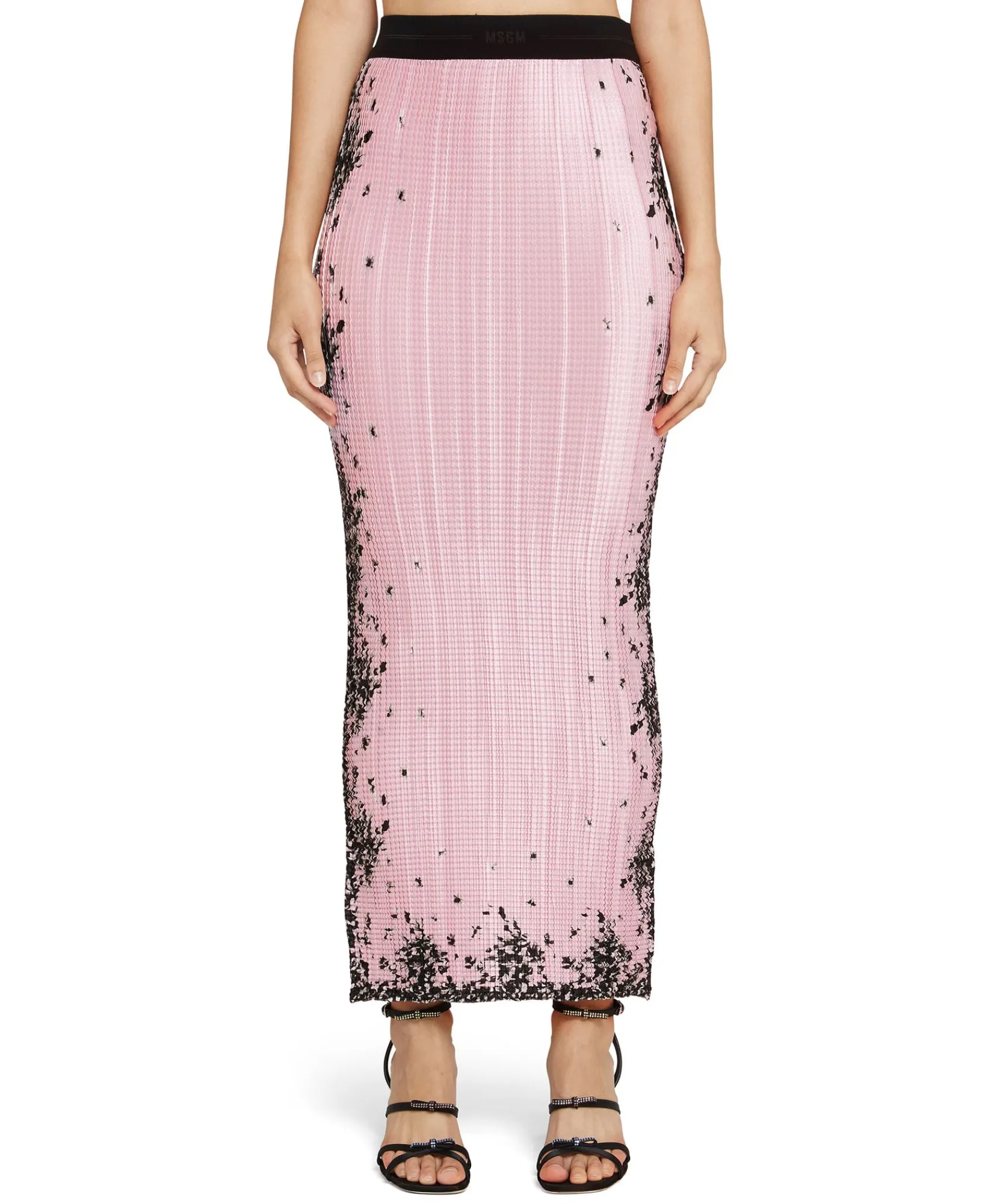 Gonna Lunga In Satin Micro Pleated Con Stampa "Blossom"^MSGM Store