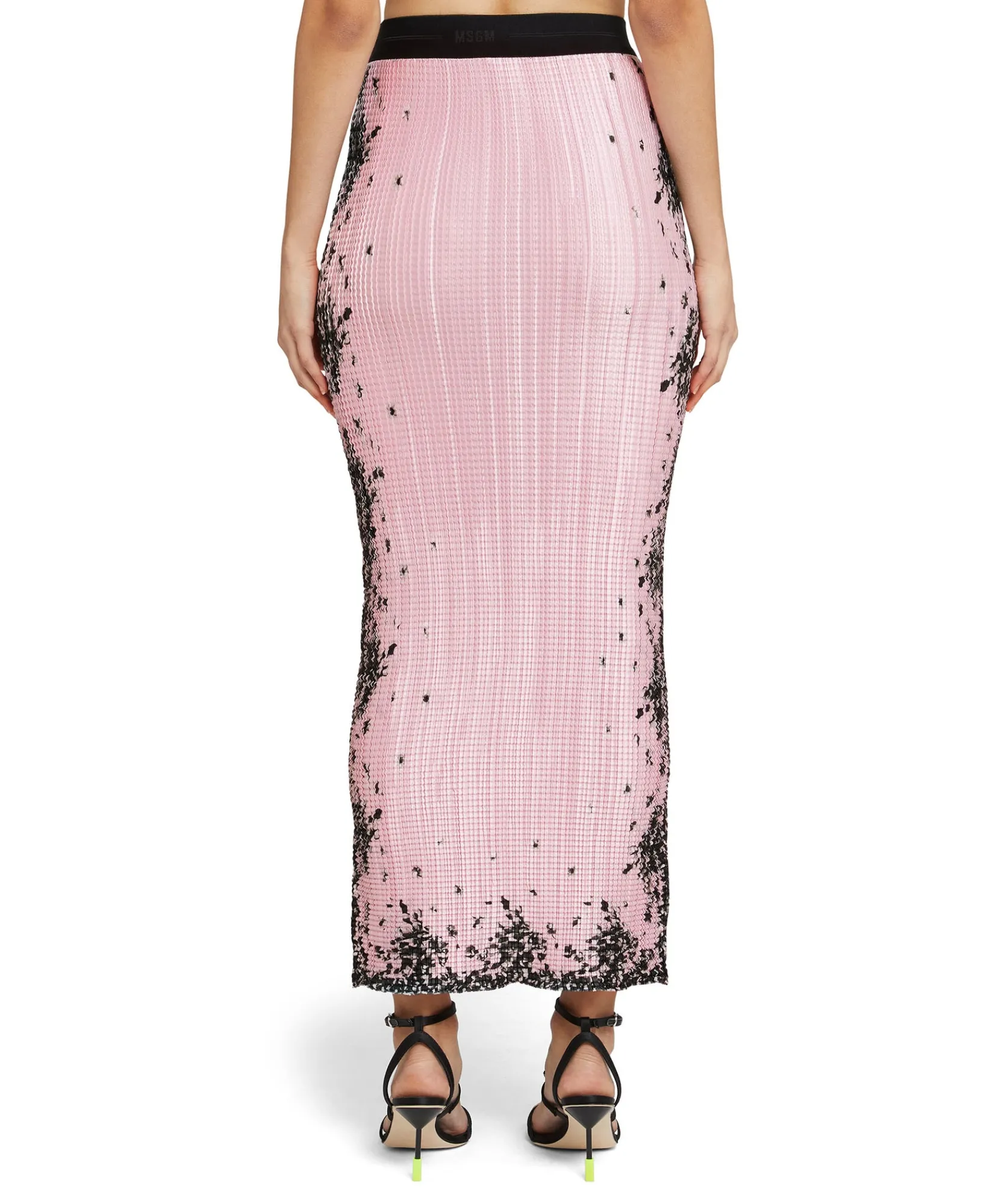 Gonna Lunga In Satin Micro Pleated Con Stampa "Blossom"^MSGM Store