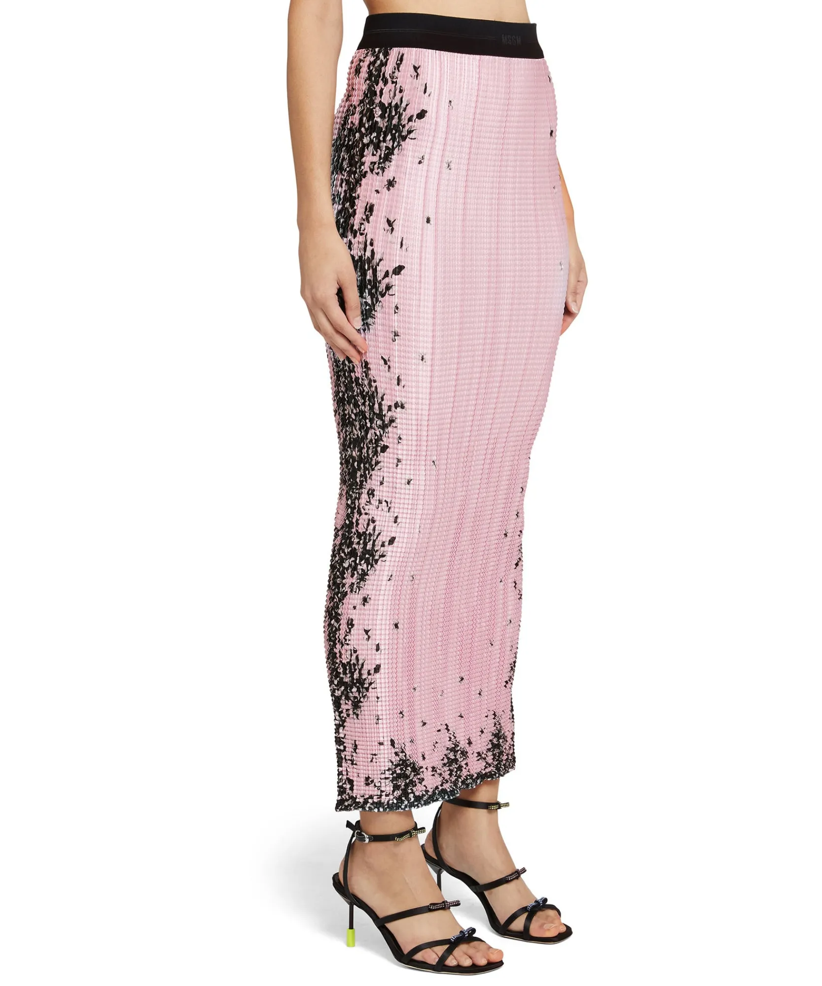 Gonna Lunga In Satin Micro Pleated Con Stampa "Blossom"^MSGM Store