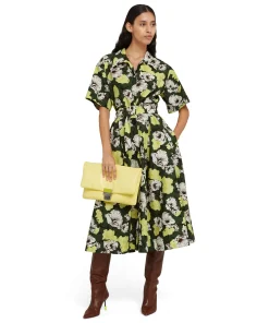 Gonna Midi A Ruota In Cotone Popeline Con Fantasia "Camo Hibiscus"^MSGM Shop
