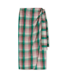 Gonna Midi In Lino Madras Con Design A Portafoglio^MSGM Online