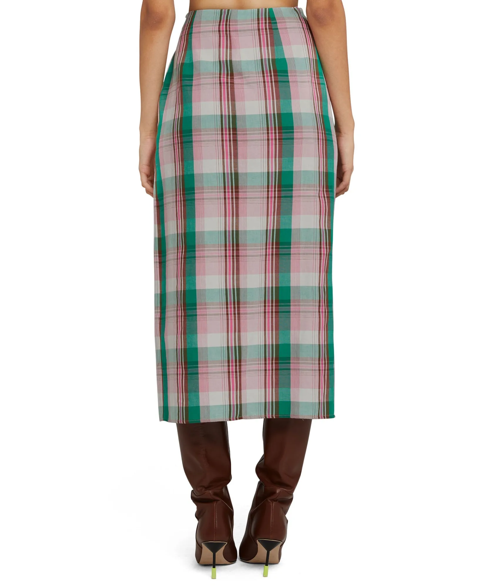 Gonna Midi In Lino Madras Con Design A Portafoglio^MSGM Online