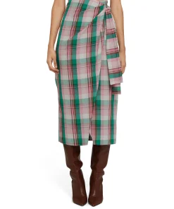 Gonna Midi In Lino Madras Con Design A Portafoglio^MSGM Best