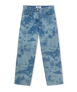 Jeans A Gamba Dritta Con Lavorazione "Surfer" A Laser^MSGM Discount
