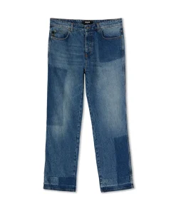 Jeans A Gamba Dritta Con Lavorazione A Riserva Patchwork^MSGM Fashion
