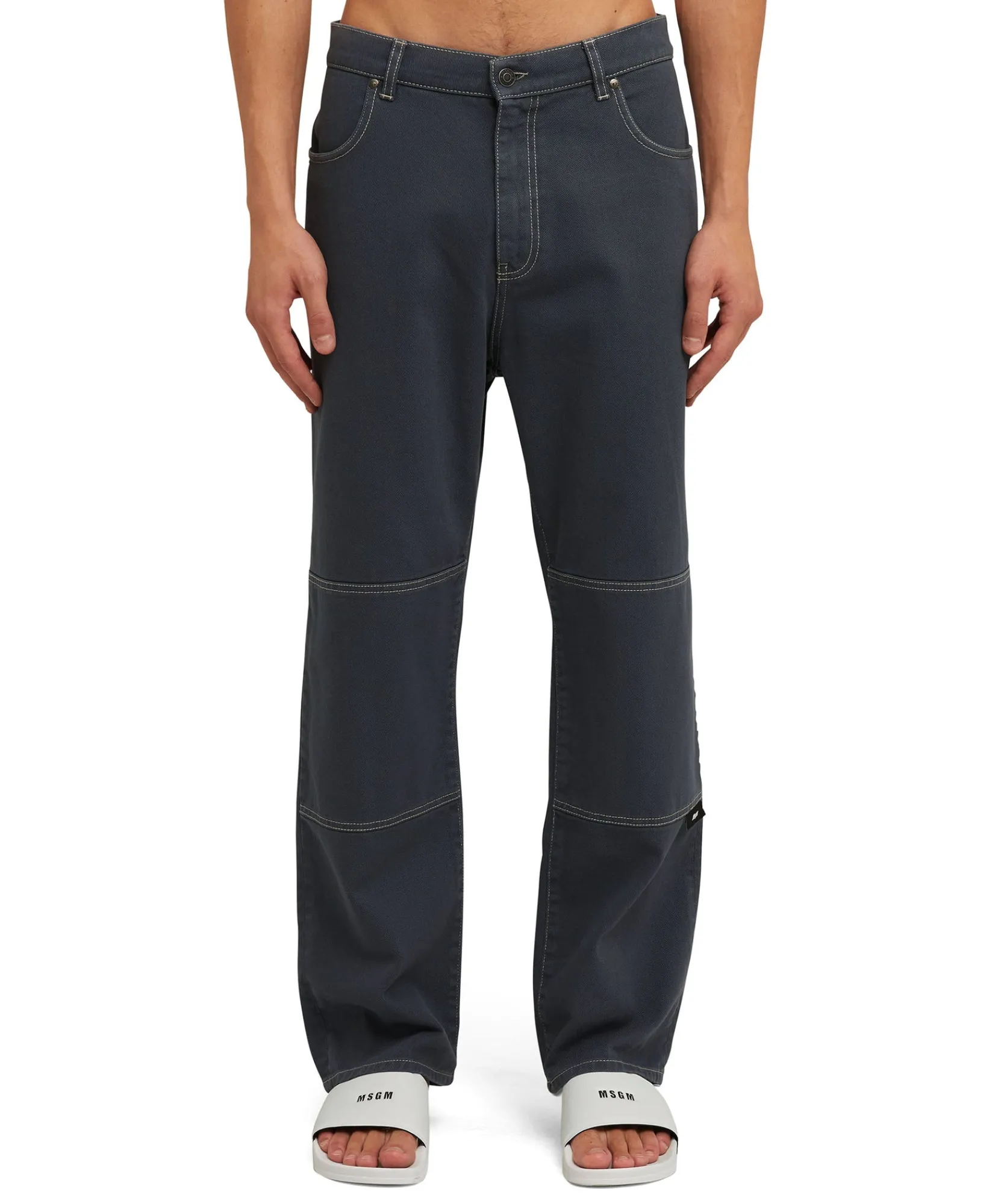 Jeans A Gamba Dritta In Cotone Bull Con Logo E Quote "Never Look Backit'S All Ahead"^MSGM Flash Sale