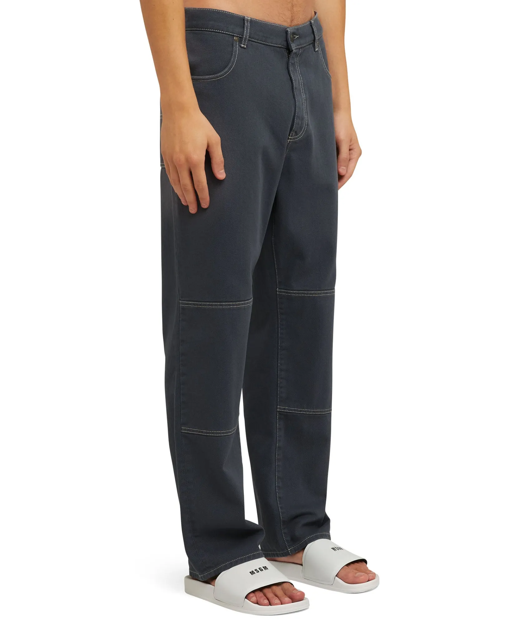 Jeans A Gamba Dritta In Cotone Bull Con Logo E Quote "Never Look Backit'S All Ahead"^MSGM Flash Sale