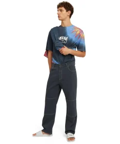 Jeans A Gamba Dritta In Cotone Bull Con Logo E Quote