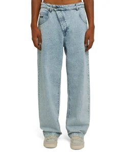 Jeans Baggy A Gamba Dritta Con Abbottonatura Obliqua^MSGM Store