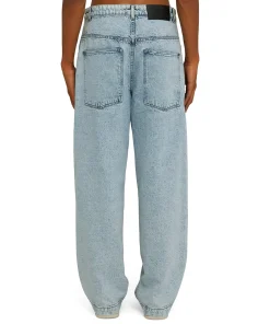 Jeans Baggy A Gamba Dritta Con Abbottonatura Obliqua^MSGM Store