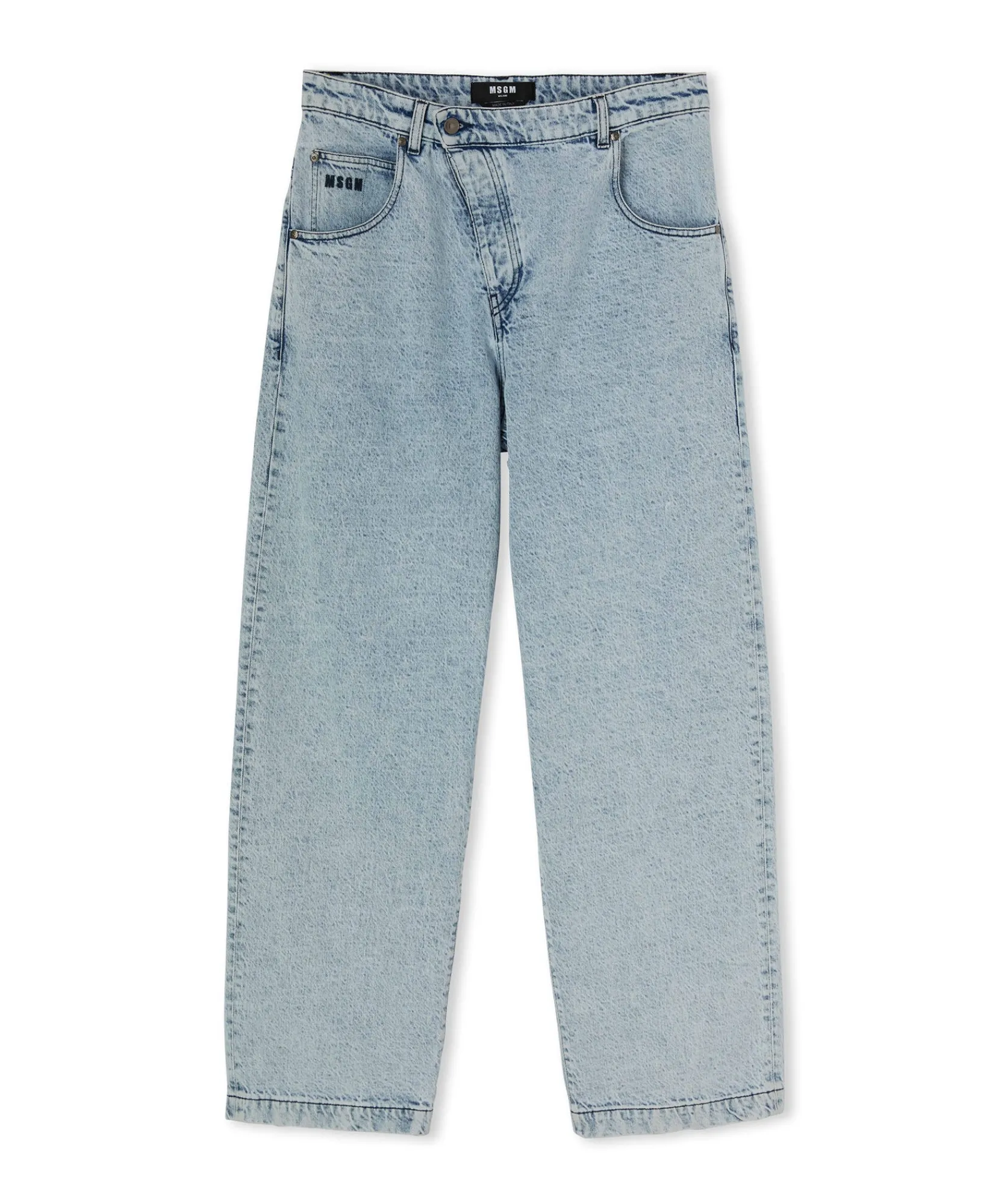 Jeans Baggy A Gamba Dritta Con Abbottonatura Obliqua^MSGM Discount